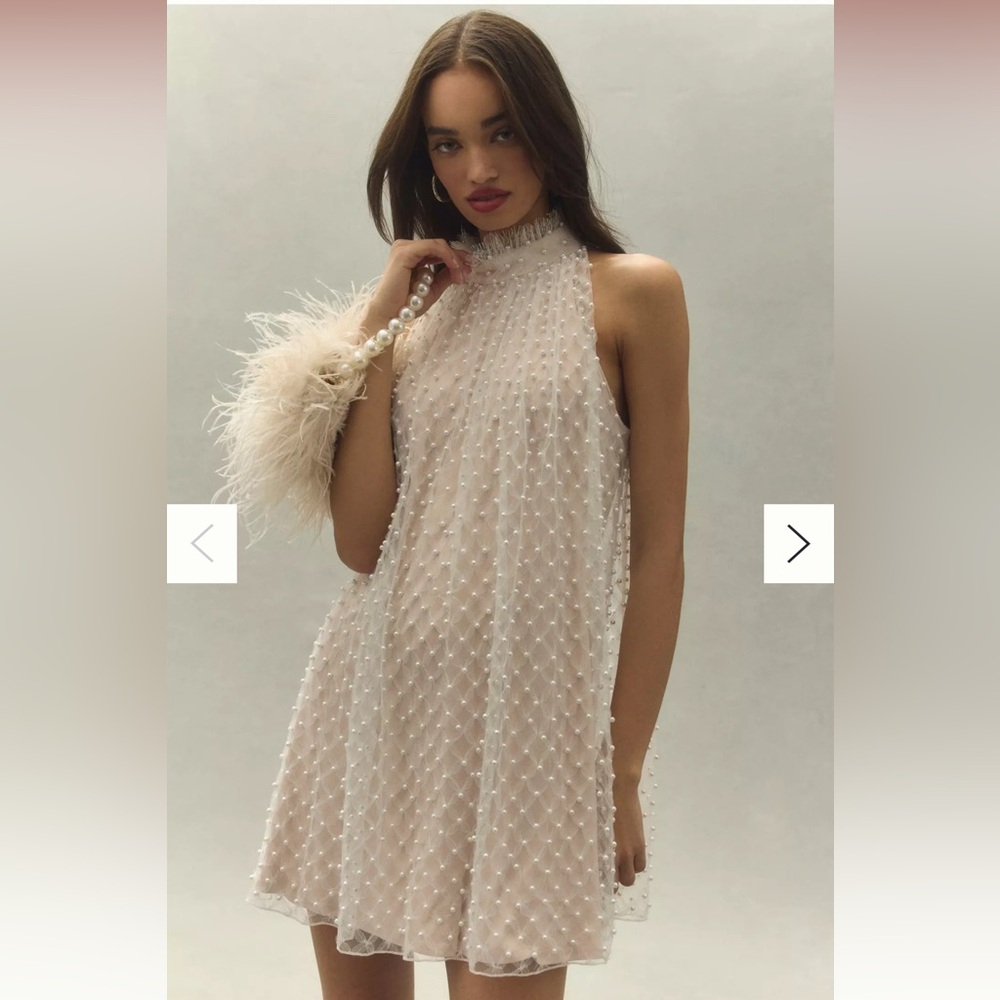 TADASHI SHOJI PEARL HALTER DRESS!
